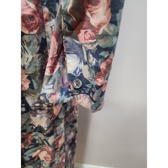 VTG LAURA ASHLEY UK-MADE FLORAL Wool DRESS LACE COLLAR Cottage Core Size 12 - Picture 4 of 11